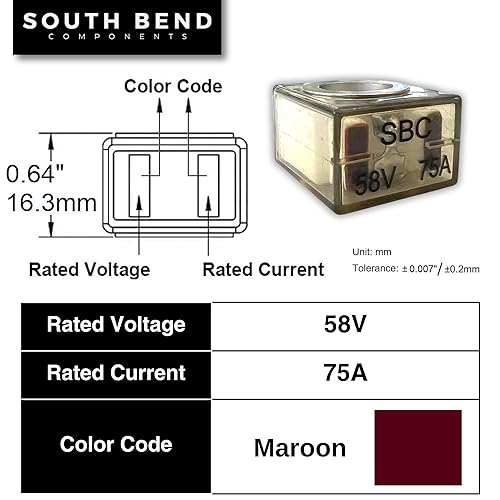 Miniatura 88 de South Bend Components Paquete combinado de fusible de batería de 250 A (MRBF) y bloque de terminales, 58 V CC máximo, IP66, protección contra