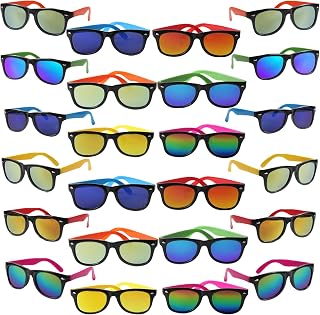24 Pack Neon Colors Sunglasses 6 Colors Plastic Sun Glasses Unisex Sunglasses Goody Bag Fillers Bulk for Birthday Party Summer Beach Pool Party