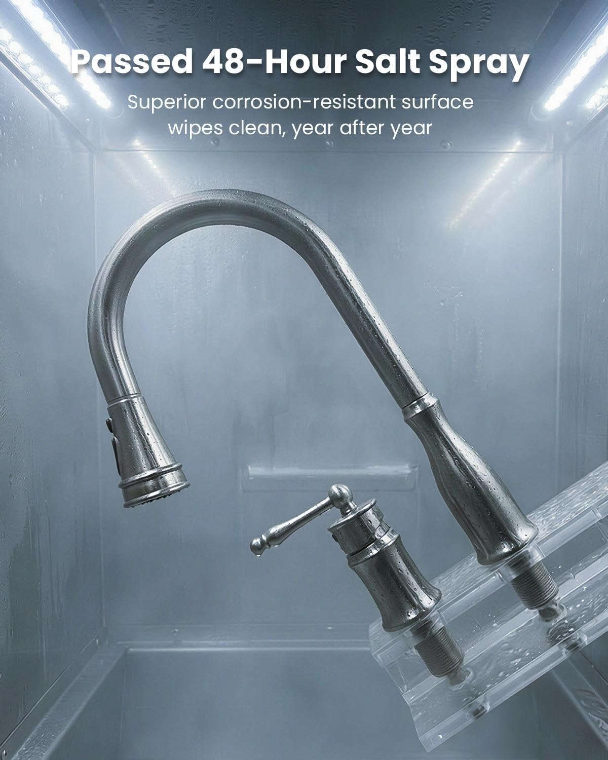 APPASO 3 Hole Kitchen Faucet with Pull Down Sprayer Brushed Nickel, 3 Pieces Kitchen Faucet with Soap Dispenser and Separate Side Handle, Stainless Steel, High Arc Sink Faucets for 2-3 Hole Sink