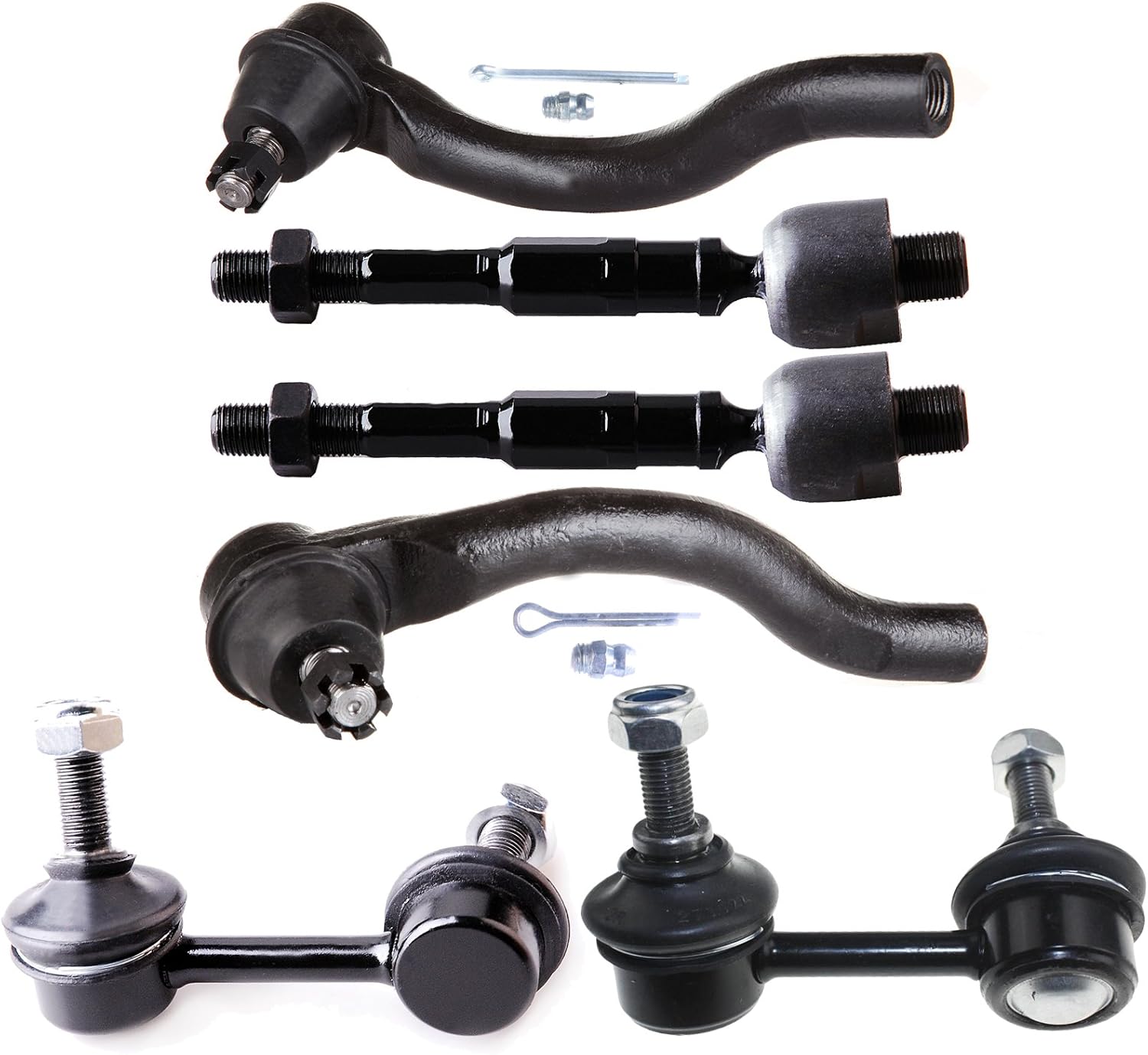 ECCPP - 6PCS Front Suspension Kit For 2006-2011 For Honda Civic Outer Tie Rod End Inner Tie Rod End Sway Bar End Link