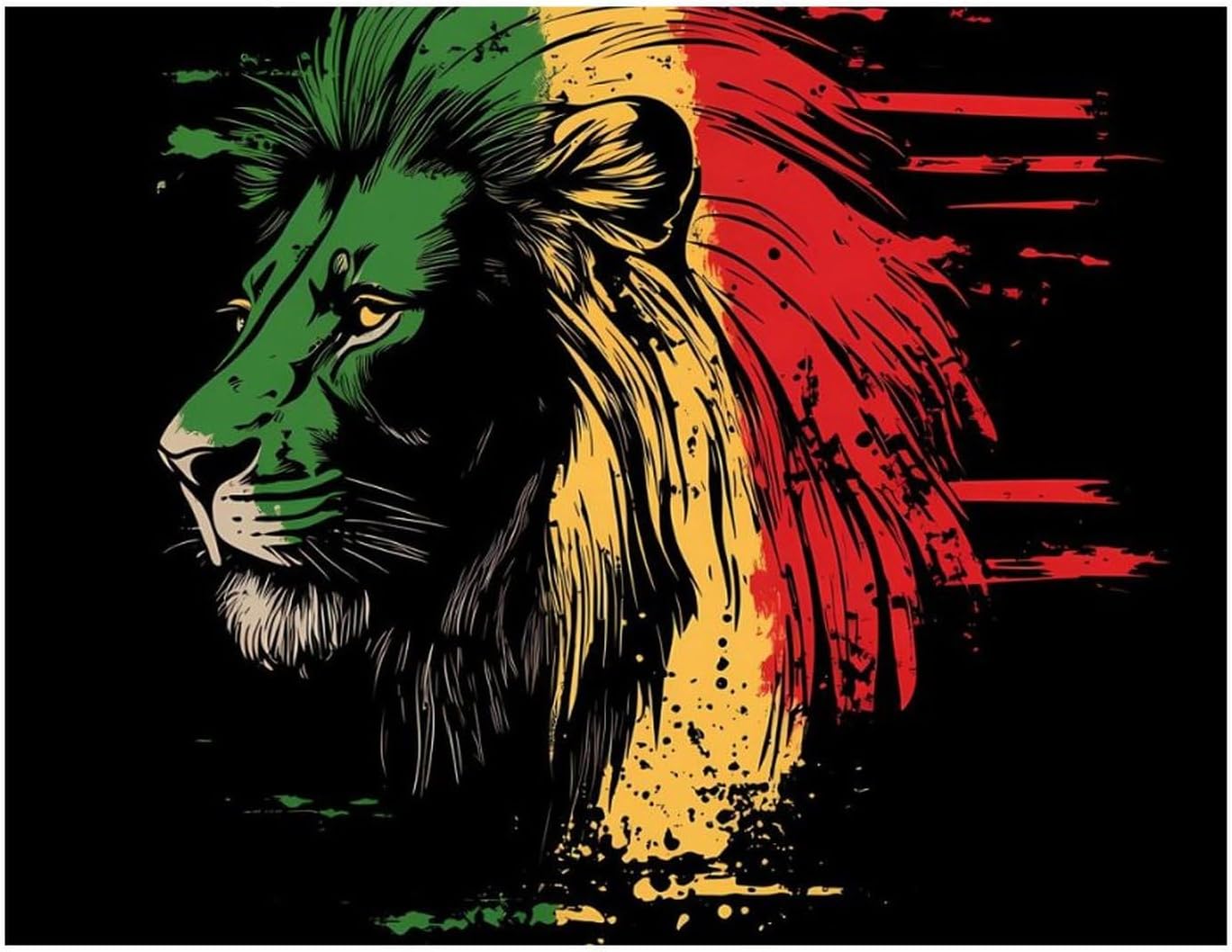 Rasta Lion Rastafari Jamaica Printed Diamond 5D Painting Kit 16x20in DIY Full Drill Craft with Tools for Home Wall Decor Gift Yellow Wood 50 * 40cm