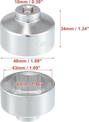 Miniatura 4 de X AUTOHAUX Llave de filtro de aceite de perfil bajo de 1.417 in Herramientas para Benz para BMW para Audi para VW para Ford para Mini para Volvo