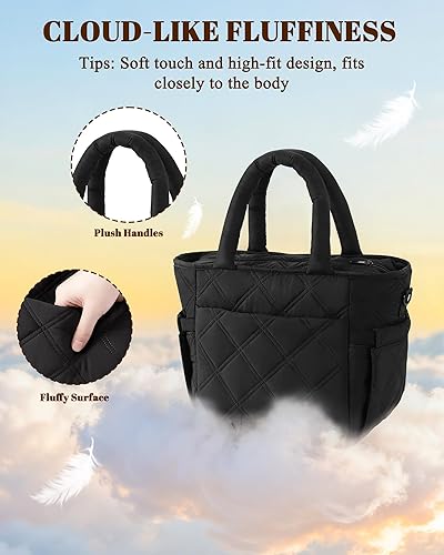 Miniatura 4 de Lonchera térmica para mujeres y hombres, bolsa de almuerzo suave y hinchada, bolsa de gran capacidad reutilizable a prueba de fugas con 4 bolsillos,