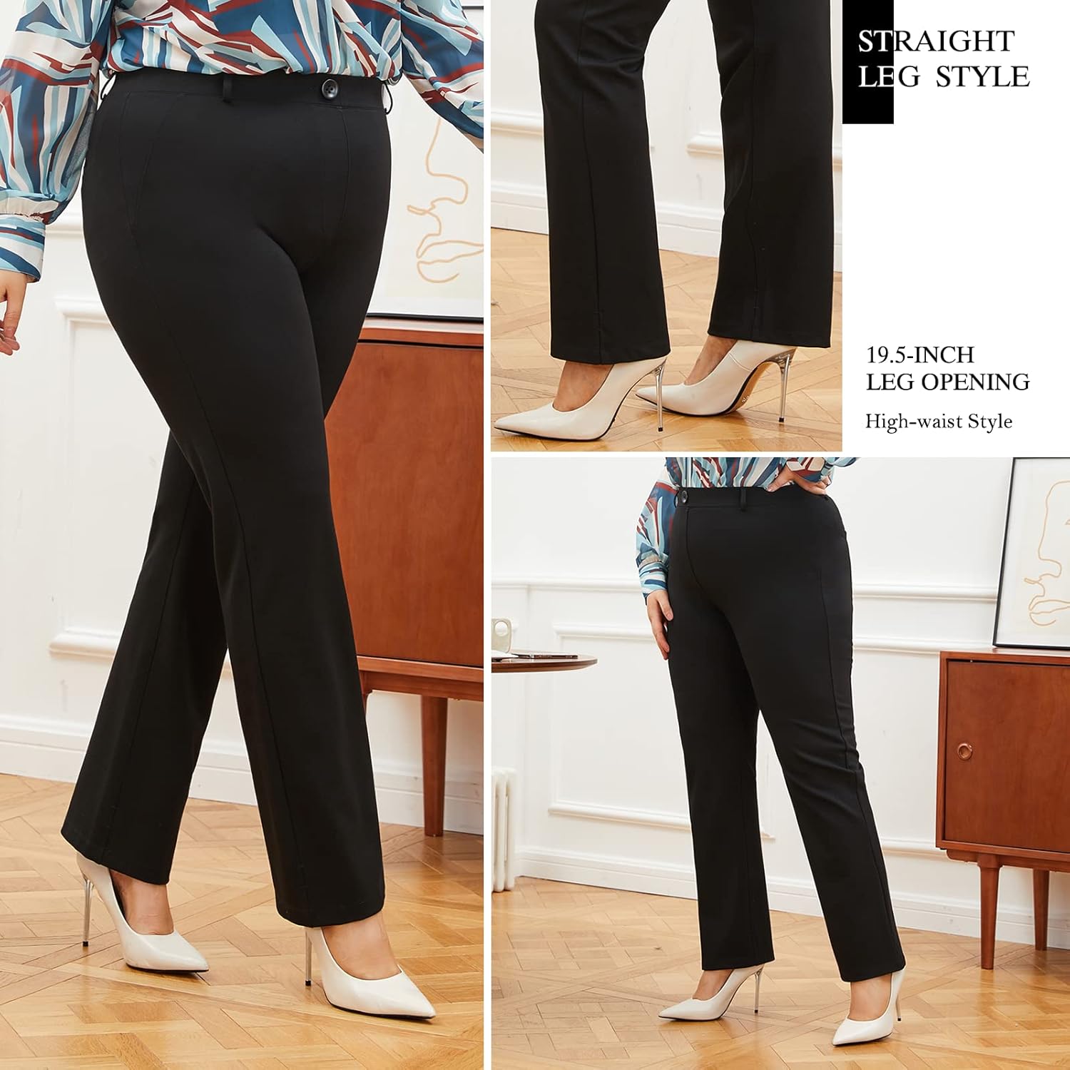 DGD Plus Size Women's Straight-Leg Dress Pants - Slacks for Business Casual,Work Clothes for Office - Image 2