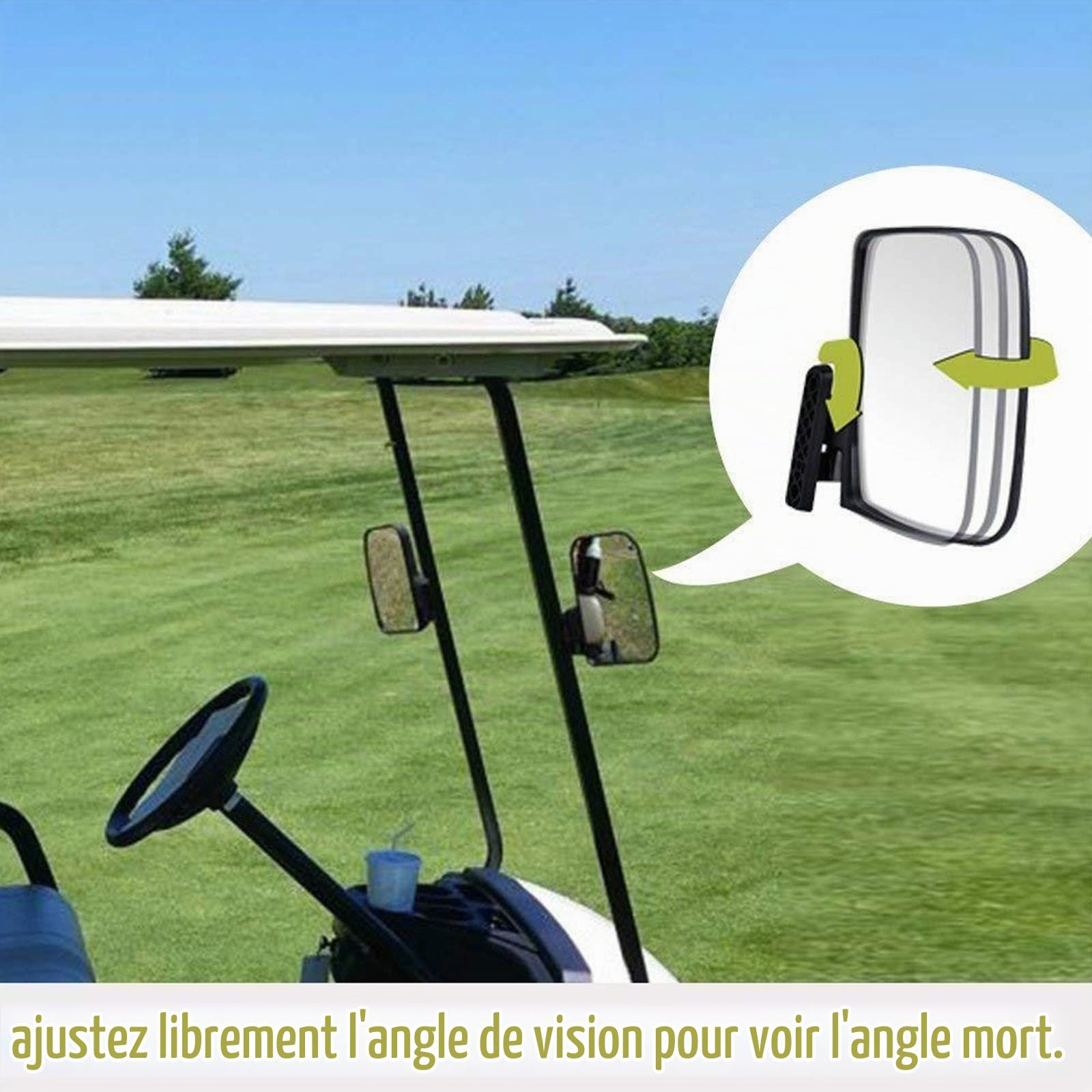 Topteng 1 Paire de rétroviseurs latéraux de voiturette de Golf rétroviseur pour Voiture de Club pour EZ-GO pour Yamaha Golf Carts