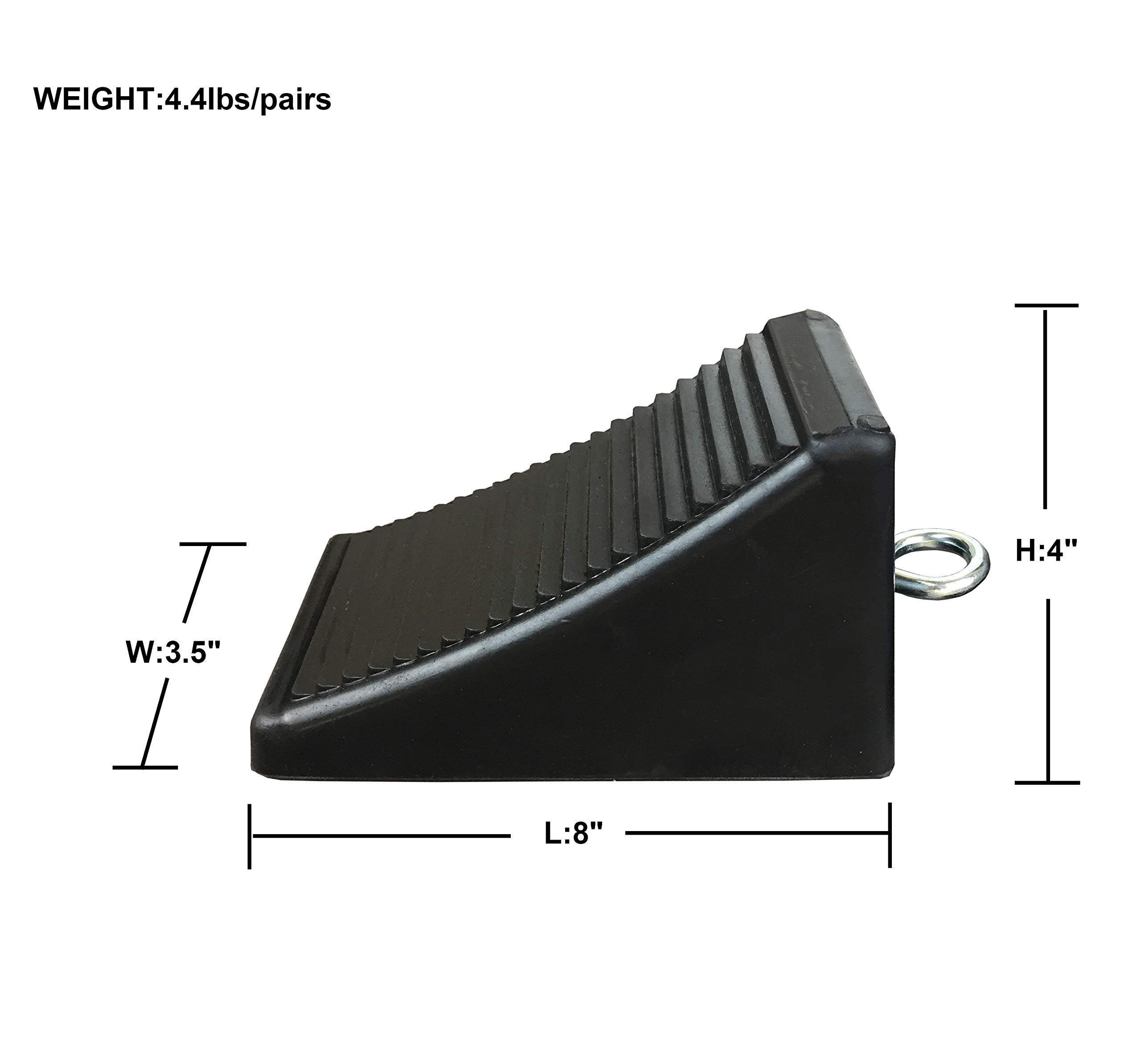 Buy HOXWELL 2 Pack Solid Rubber Wheel Chocks with Eyebolt, Premium