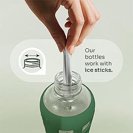 purifyou 40oz / 32oz / 22oz / 12oz Borosilicate Glass Water Bottle with Time & Volume Markers, Silicone Sleeve, Stainless Steel Lid | Reusable Glass Bottle for Water & Juice (32oz Shale Green)