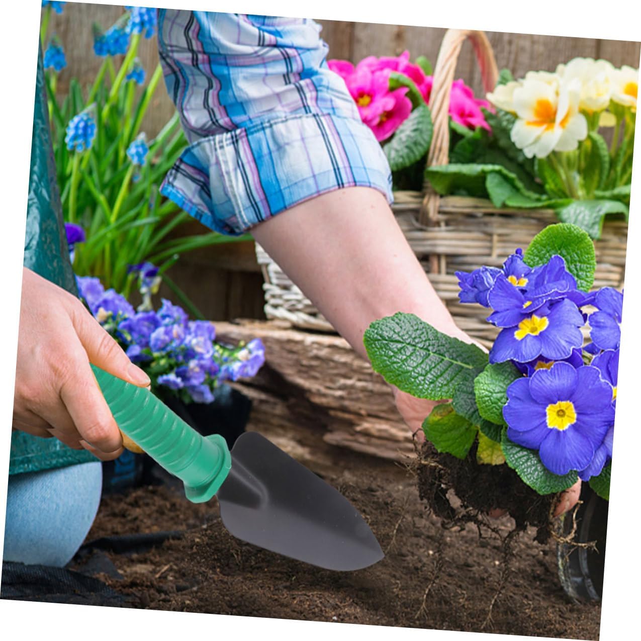 Ciieeo Garden Tool Set with Carry Case, 5pcs Stainless Steel Shovels, Rakes and Pruning Shears for Outdoor Planting and Gardening Tasks