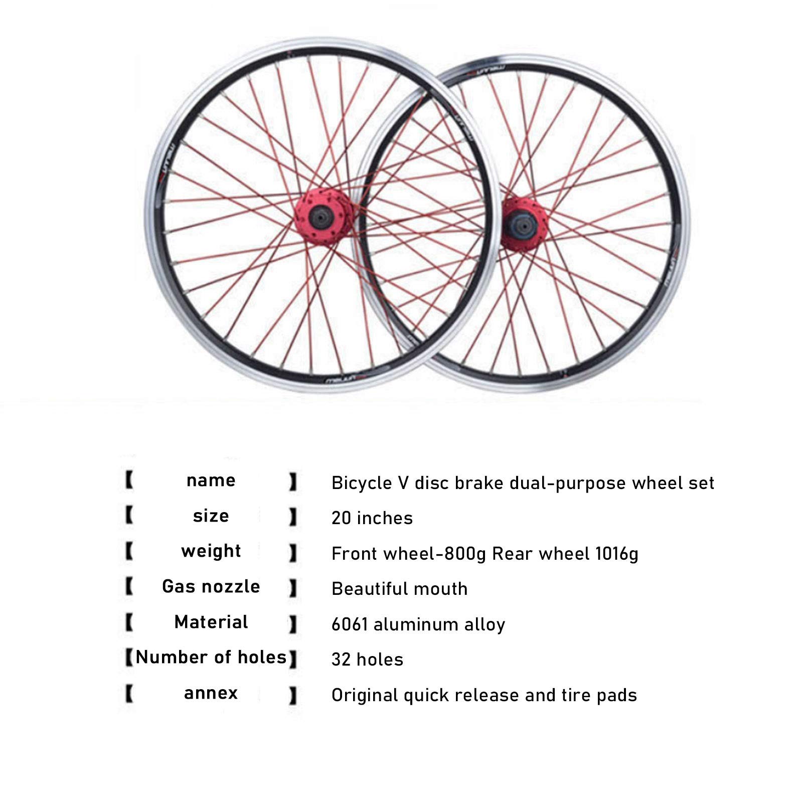 Amazon | 20インチ折りたたみ自転車ホイールセット、32穴アルミ合金