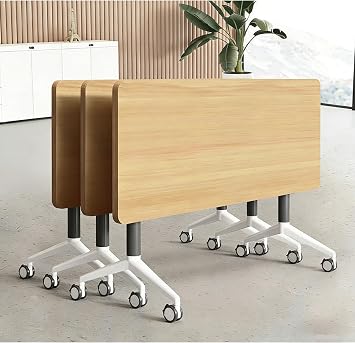 Conference Table, Foldable Flip-top Conference Room Table with Wheels - Mobile Office & Classroom Training Table for Collaborative Workshops, Team Meetings & Seminars Yellow, 55"16"30"