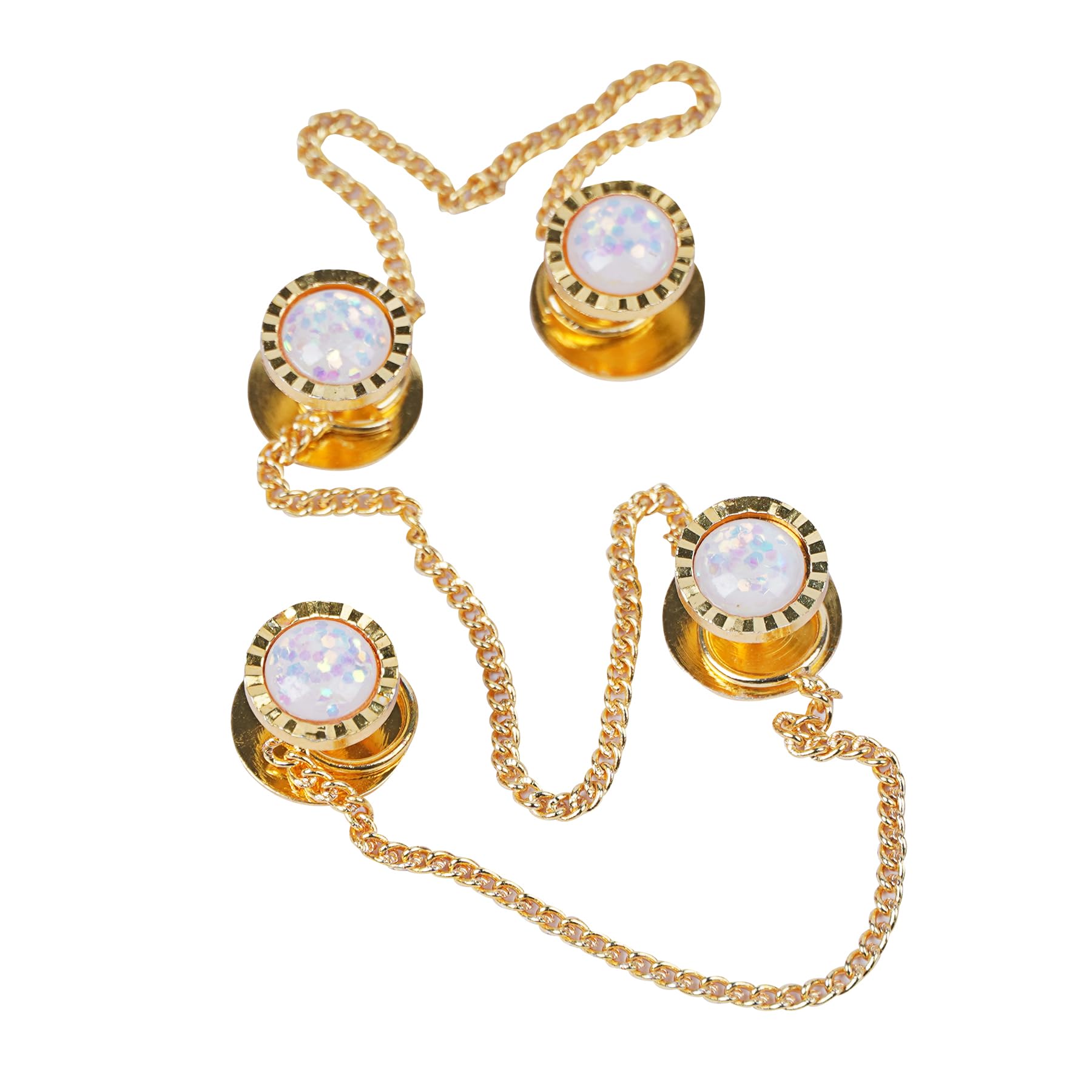 Epraiser Gold Plated Round Designer Zirconia Gemstone Cut Design Fancy Traditional Ethnic Kurta Buttons for Men-image-27