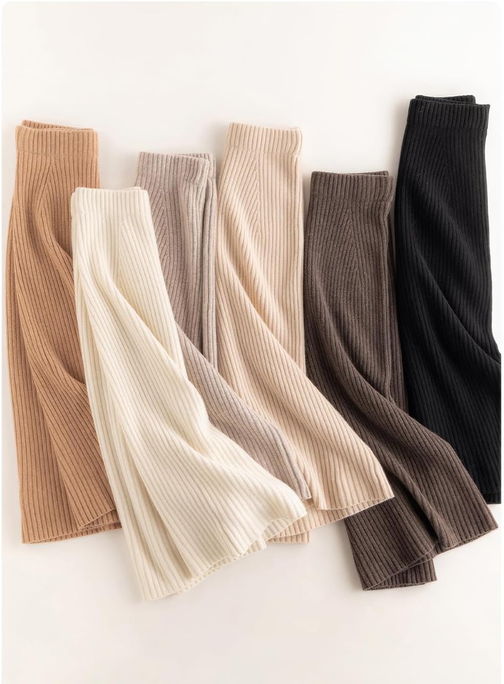 ebossy Ribbed Pencil Skirt for Women Elastic Waist Wool Blend Business Casual Knit Midi Skirt - Image 3