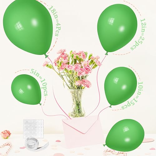 Miniatura 2 de Globos verdes de diferentes tamaños de 18, 12, 10, 5 pulgadas, globos verdes de primavera, arco de guirnalda de globos verdes para fiesta de