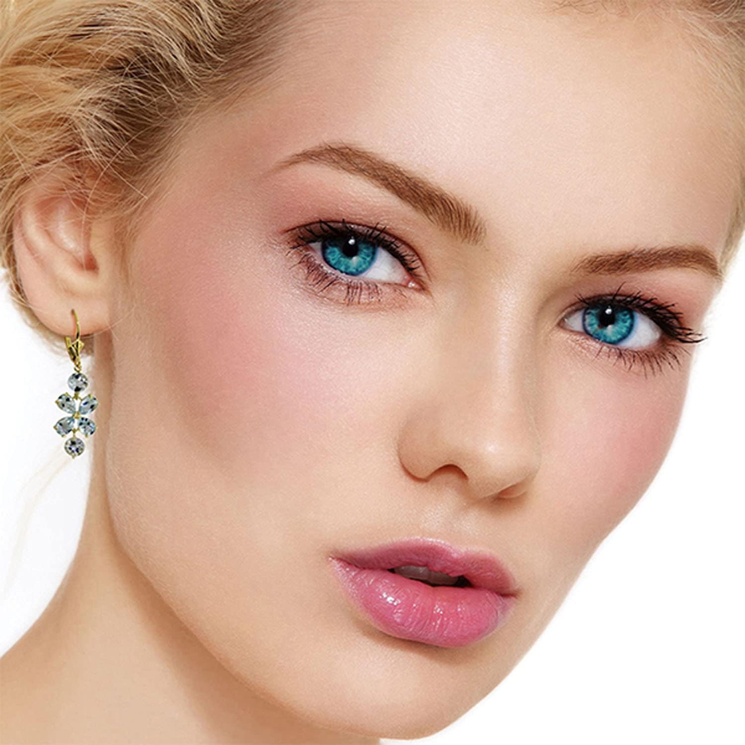 6.30 Carat 14k Solid Gold Chandelier Earrings Aquamarine - Image 3