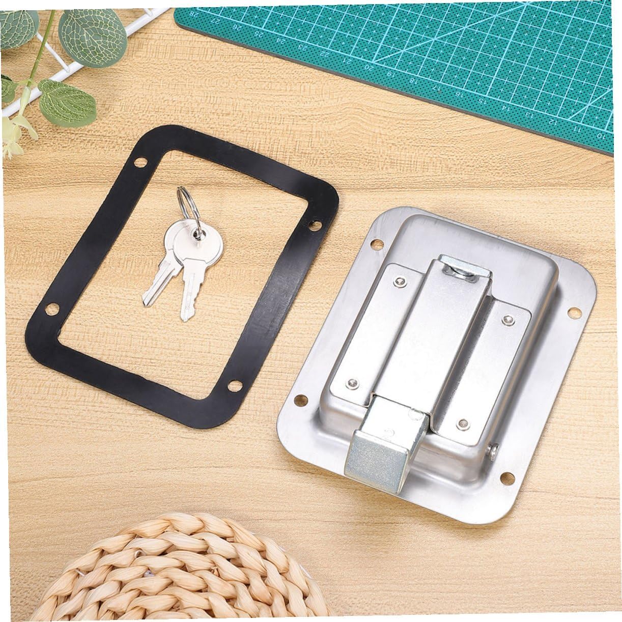 2pcs Stainless Steel Trailer Box Paddle Lock Panel Latch Flush Mount for Rv Door Toolbox Vehicle Accessory