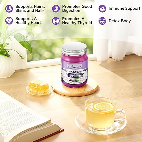 Miniatura 4 de Gel de musgo marino Gel natural de musgo marino irlandés silvestre sin OMG, sabor a saúco, 15 onzas