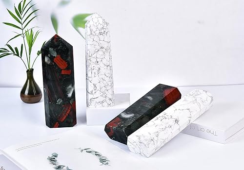 Miniatura 6 de CNYANFEI Varita de cristal de jaspe Picasso de 8 pulgadas, varita grande de torre de cristal natural para decoración de Reiki, puntos de cristal