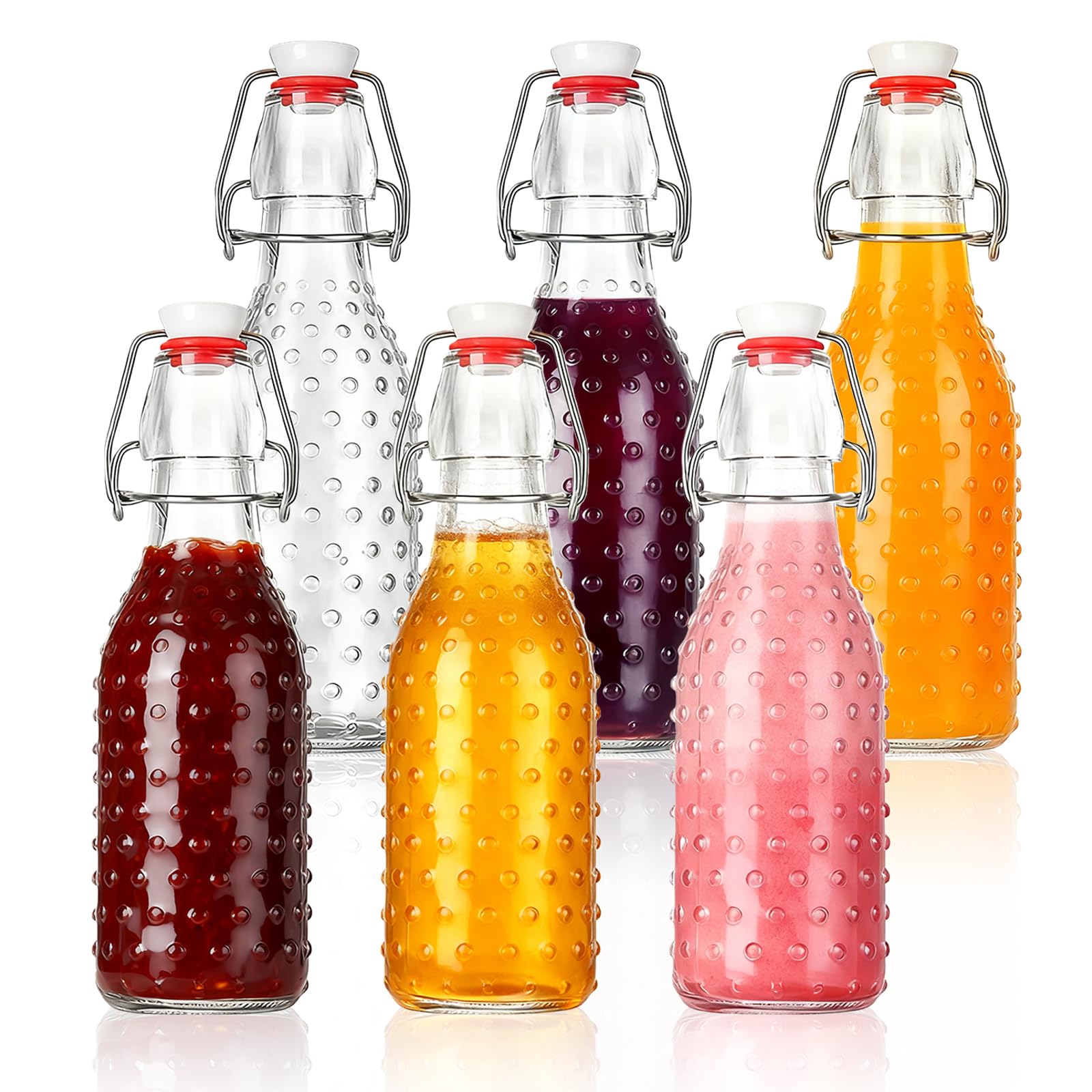 Meetoz 250Ml Glass Bottles With Stoppers,6Pcs /9Oz Clear Glass Bottles,With Airtight Stoppers Clip Top Preserve Bottless,For Oil, Wine,Vinegar, Condiments, Water, Juice