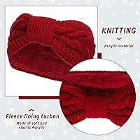 Vista 15 de Whaline Paquete de 4 diademas de punto trenzado, para invierno, anudadas, con forro mullido, turbante grueso de ganchillo, calentador de orejas
