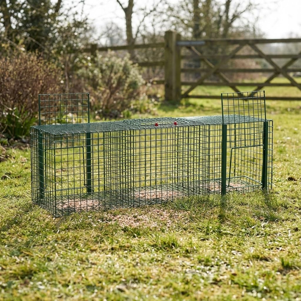 Suinga Trampa para Animales Vivos 90x30x30 cm con 3 Departamentos – Jaula Trampa para Palomas y Pájaros
