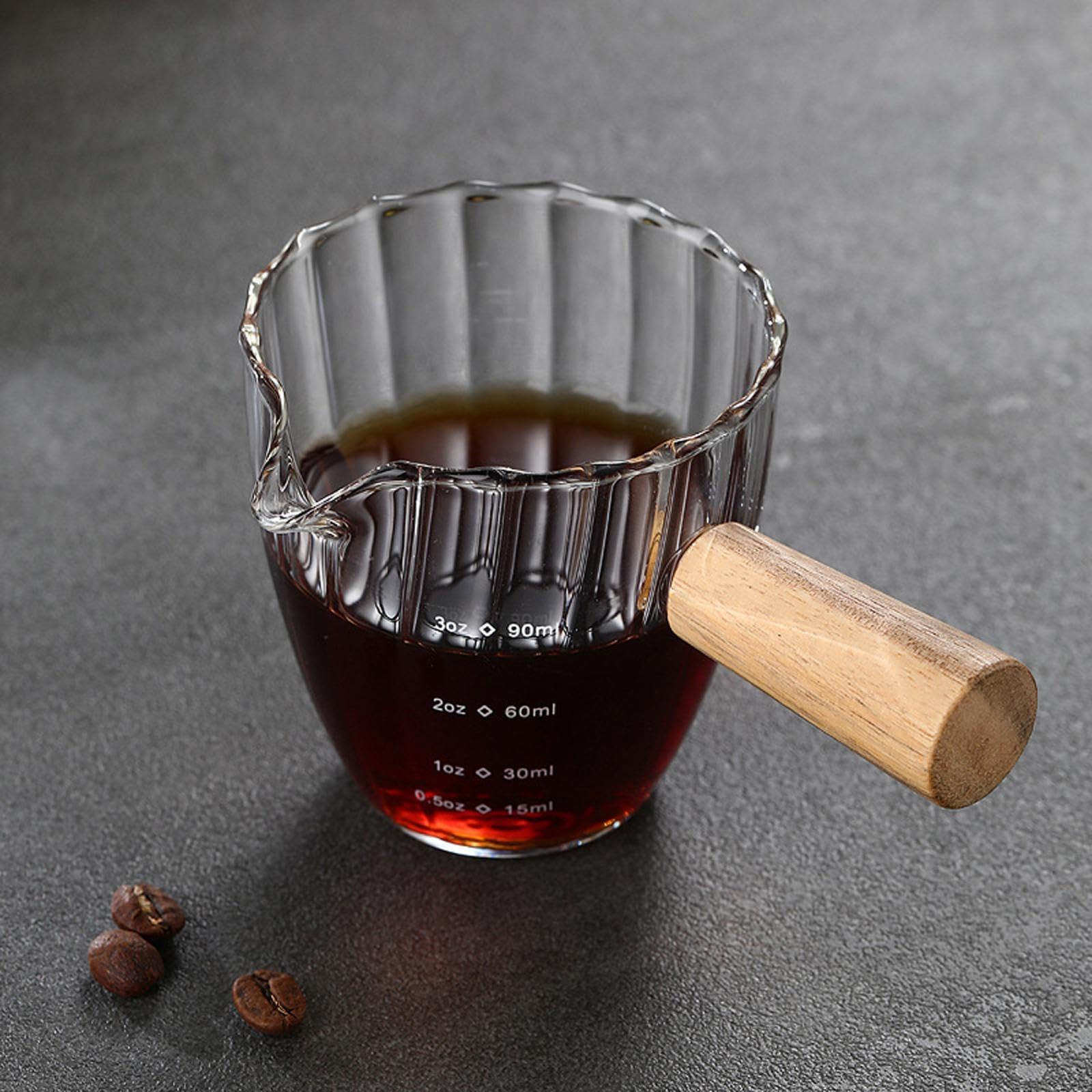 3 Misurini in Vetro Da 90 Ml, Brocca per Schiuma, Misurino per Caffè Espresso Trasparente
