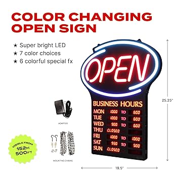 LED　open　Sign ADD CANADA LED Open Sign Premier Super Bright 20
