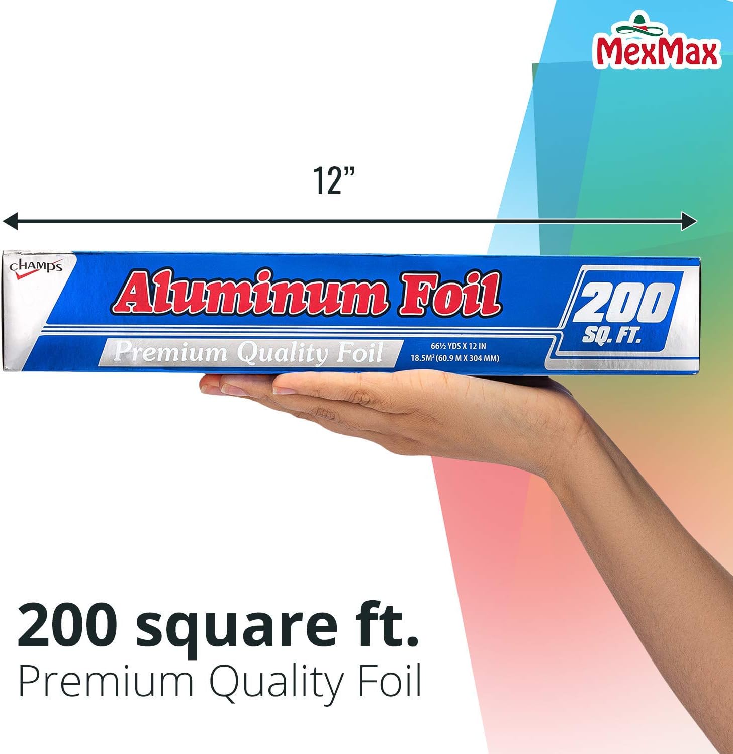 CHAMPS Standard Aluminum Foil - 200 Square Feet Standard Foil Wrapping Paper - Non Stick Tin Foil - Large Aluminum Foil Sheet - Tin Foil for Leftovers, Grilling, Baking, and Cooking : Everything Else