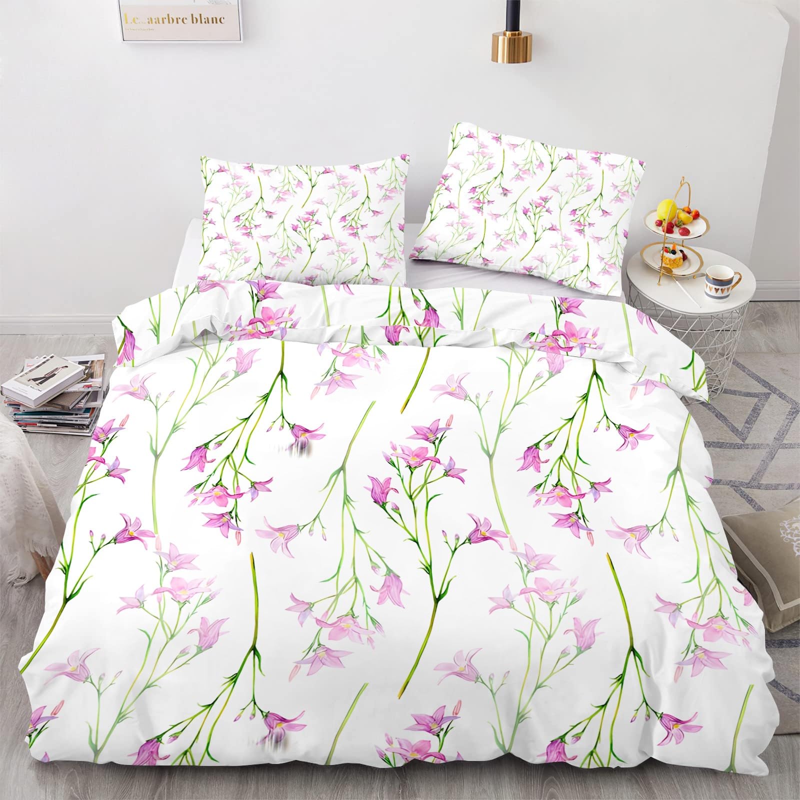 Parure de lit 2 personnes grand confort fleurs sauvages housse de couette 240x260