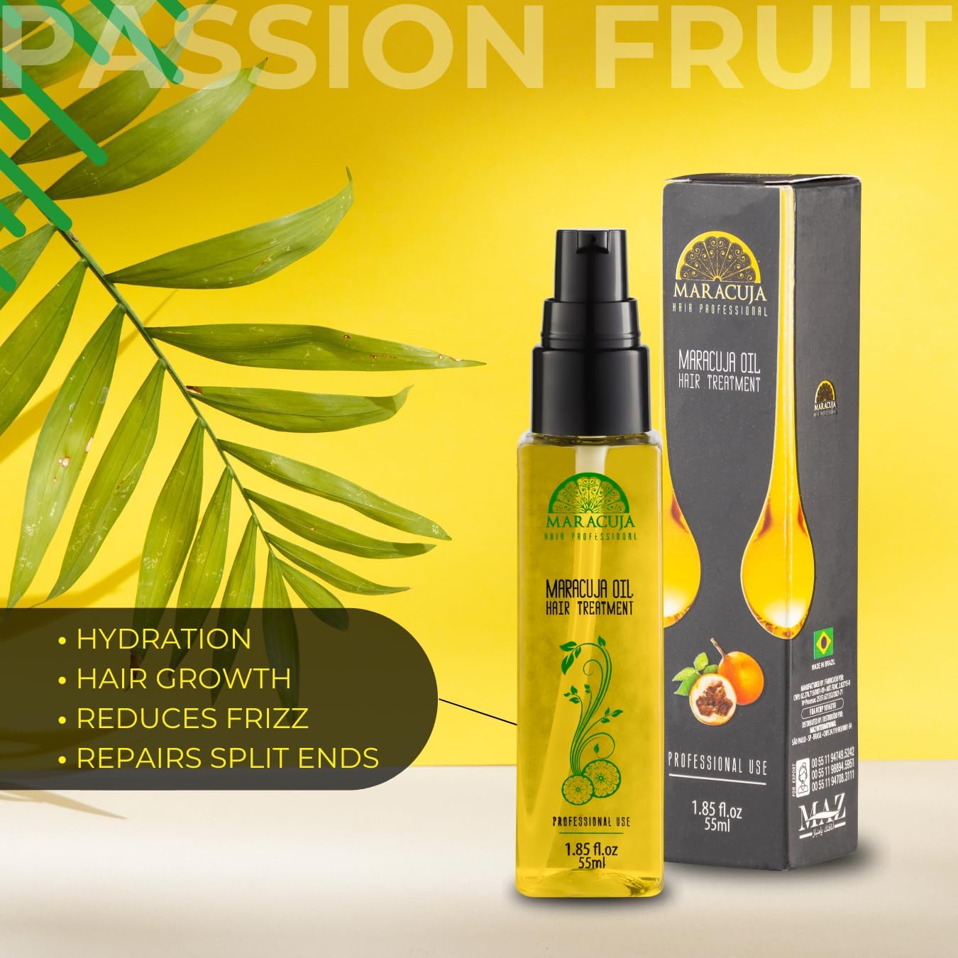 MARACUJA Oil Hair Treatment - Passion Fruit Hair Oil - 1.85 fl oz - Moisturizing & Strengthening Silky Oil for All Hair Types - Image 4