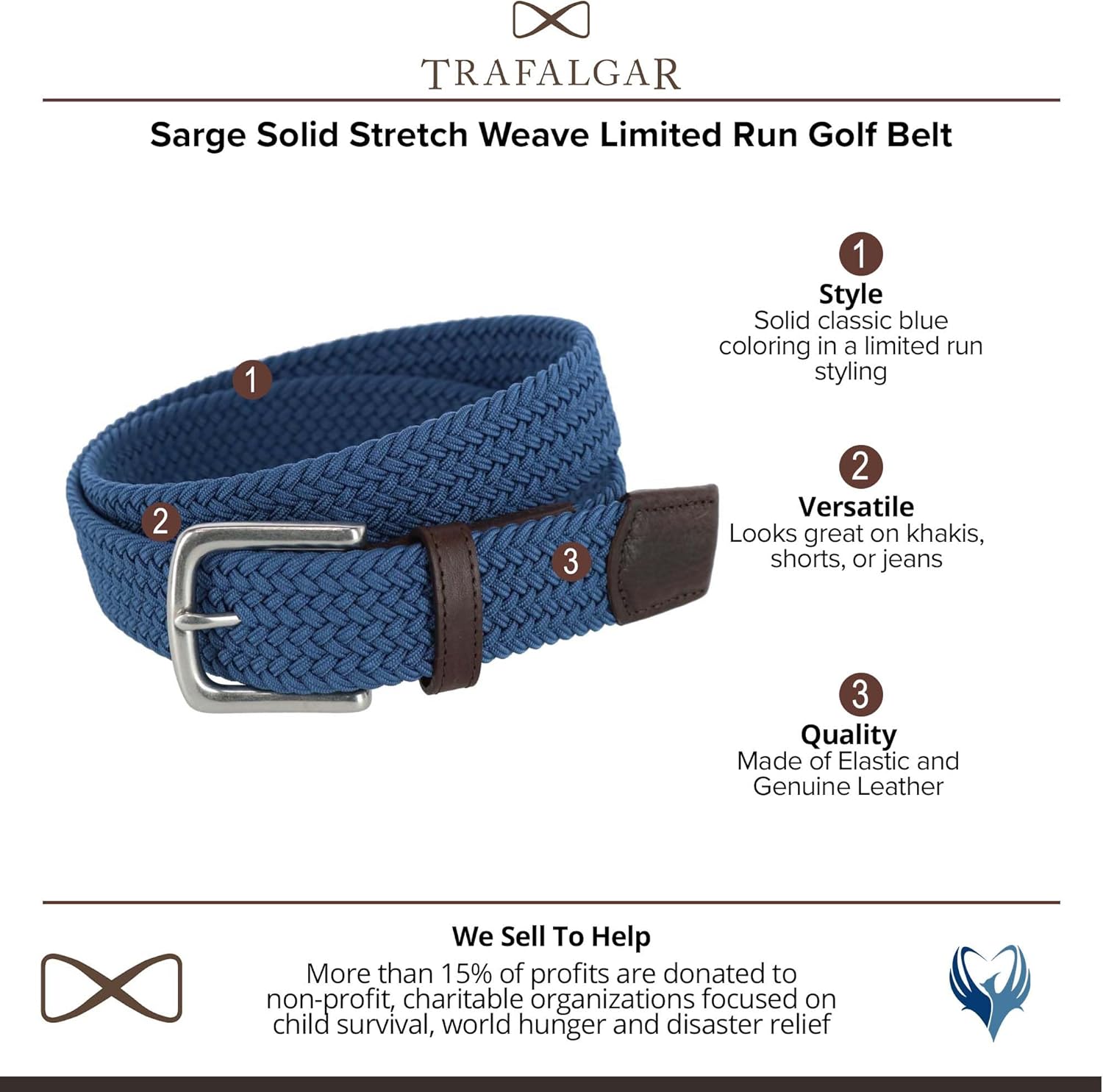 Trafalgar Men's Sarge Solid Stretch Weave Limited Run Golf Belt