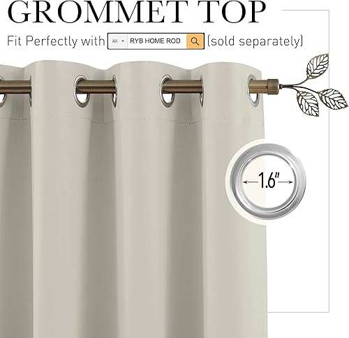 Miniatura 2 de RYB HOME Cortinas opacas  Cortina extra ancha con bloque de luz para puerta corrediza, ventana de privacidad para interiores y exteriores, cortinas