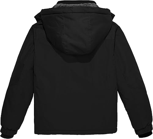 Miniatura 2 de Wantdo Chaqueta de esquí impermeable para niño, chaqueta de snowboard de vellón, abrigo de invierno cálido y grueso con capucha, 4-16