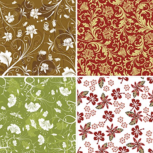 FOUR 12" x 12" Blinggasm Vinyl Sheets Set, Flowers Pattern Outdoor Vinyl 034