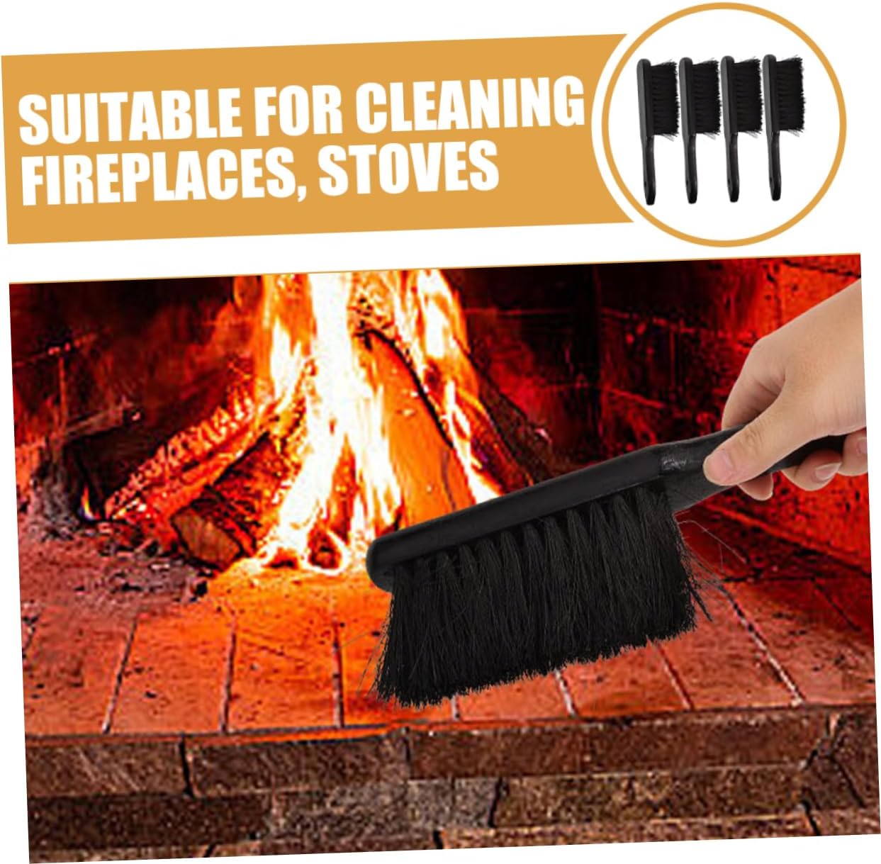 4pcs Fire Pit Tools Handheld Brush for Ash Removal Fireplaces Cleaning Brush