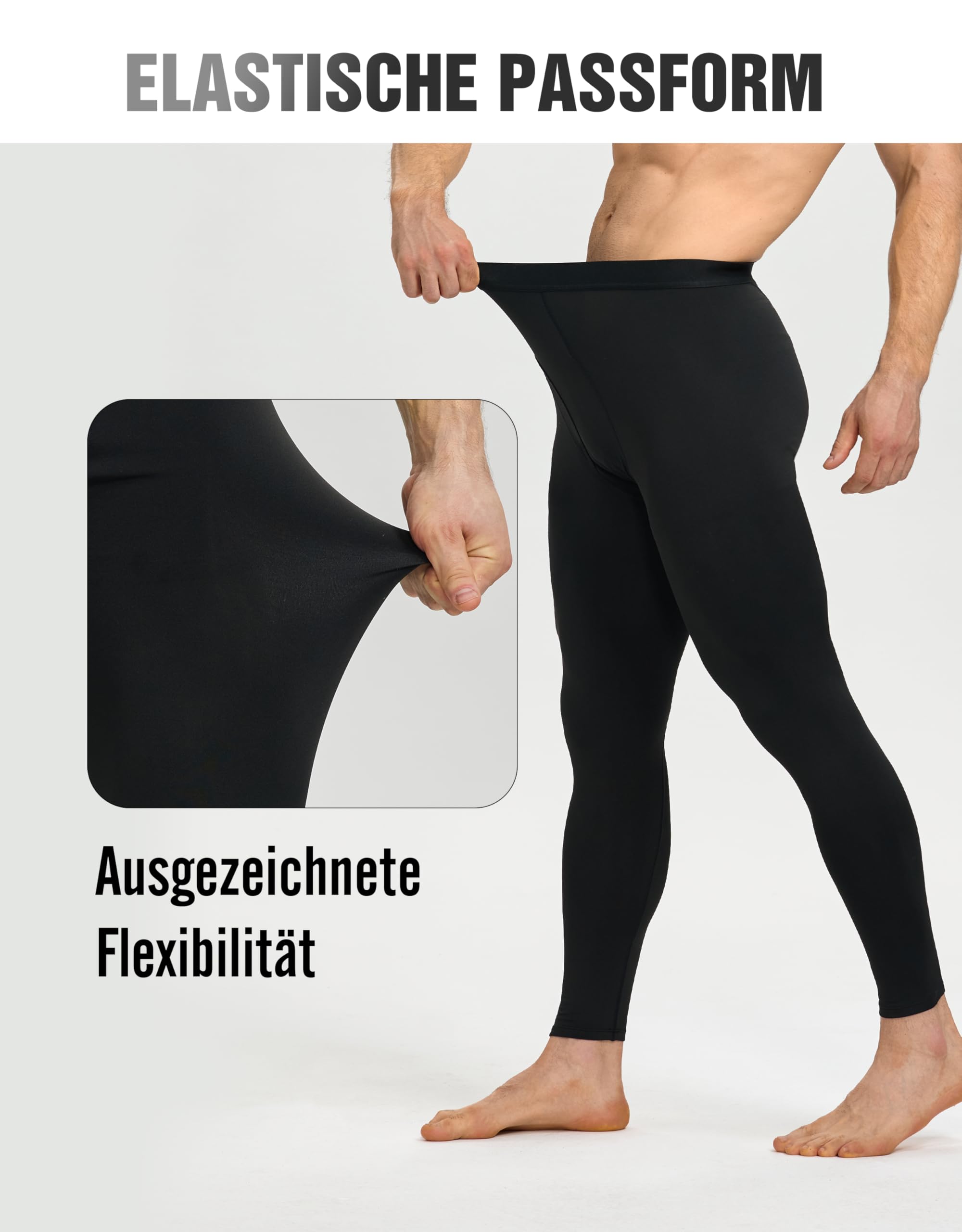 YESWEL Pantalon Thermique Long pour Hommes avec Braguette, Doublure Polaire Chaude, Vêtement de Ski Hivernal Fonctionnel (Taille M-XXL)
