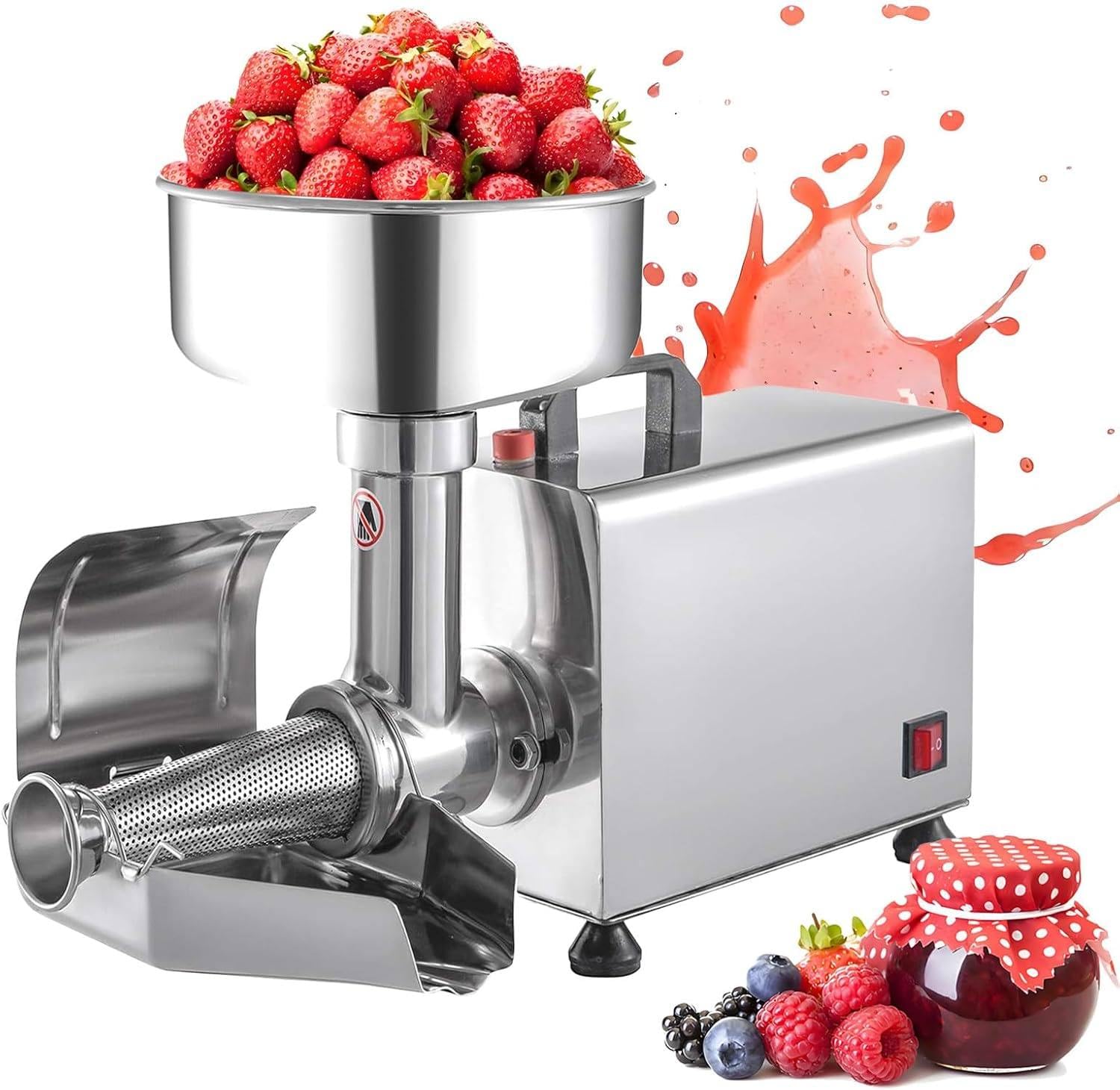 Elektrische Tomatenmühle mit Stahlfilter - Effiziente Verarbeitung für hausgemachte Saucen, Pürees und Konserven