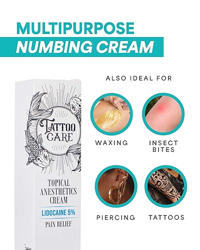 Miniatura 7 de Crema adormecedora para tatuajes, máxima fuerza, 5% de lidocaína, vitamina E, para tatuajes, piercings y más, 1.0 fl oz (1.06 oz)