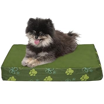 Furhaven Pet Small Garden Indoor/Outdoor Deluxe Memory Foam Pet Bed, Jungle Green