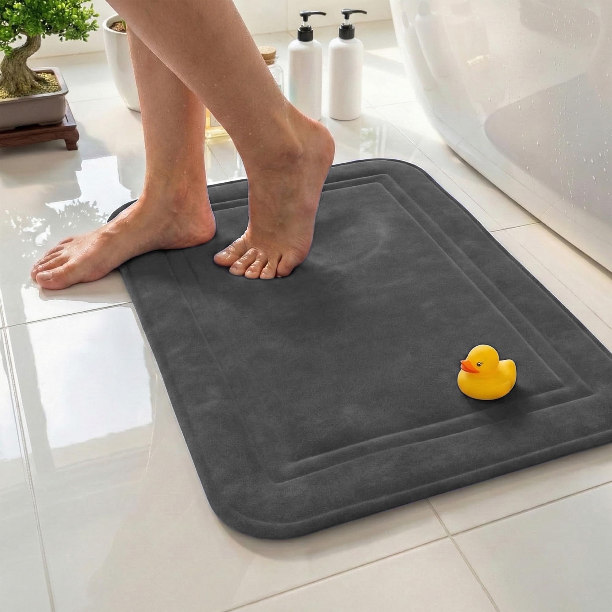 ITSOFT Memory Foam Bath Mat 31x20, Non Slip, Machine Washable, Quick Dry & Absorbent Rugs, Bath Mats for Bathroom Floor, Tub & Shower, Bathroom Rug,