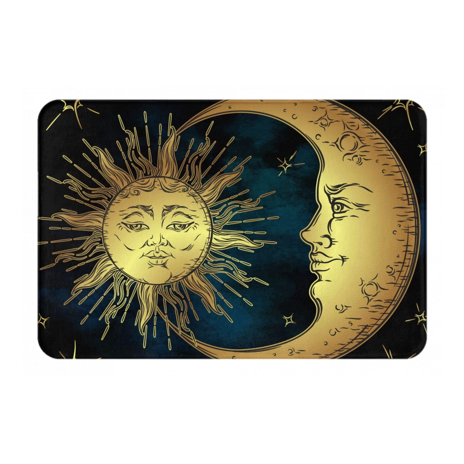 Gearsly Bath Mat 40 x 60 cm,Boho Sun Moon Celestial Stars Non-Slip Shower Mats for Bathroom Floor,Super Absorbent Quick Dry Bathroom Mat,Soft Anti Mould Bath Rug Machine Washable