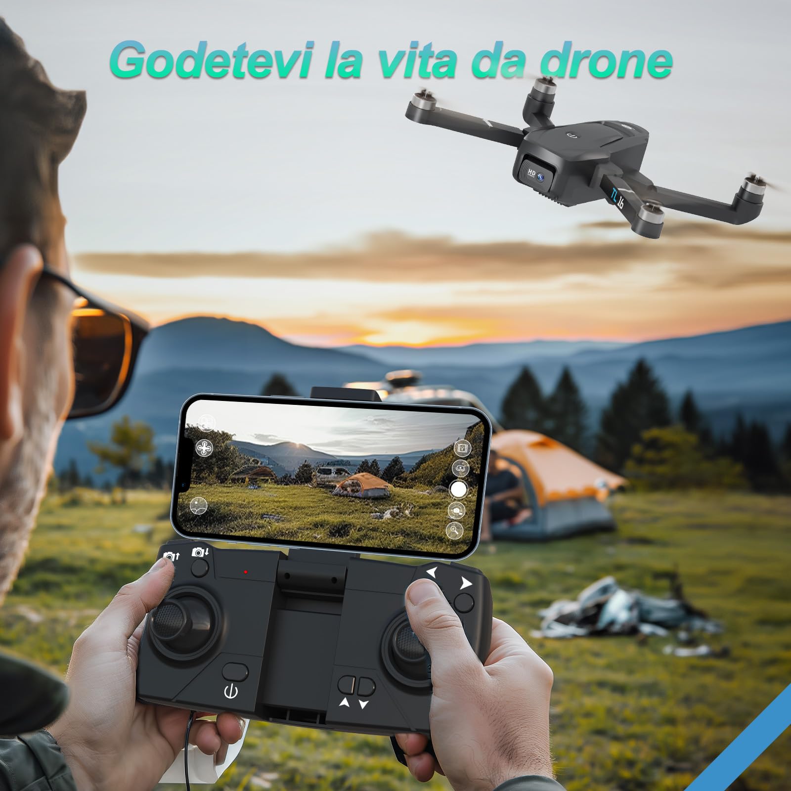 Droni con Telecamere Brushless Motore Drone per Adulti Principianti 2 Telecamere FPV RC Quadcopters Pieghevole Motorizzato 1080P Camera Regolabile UAV APP di Controllo 3D Flips