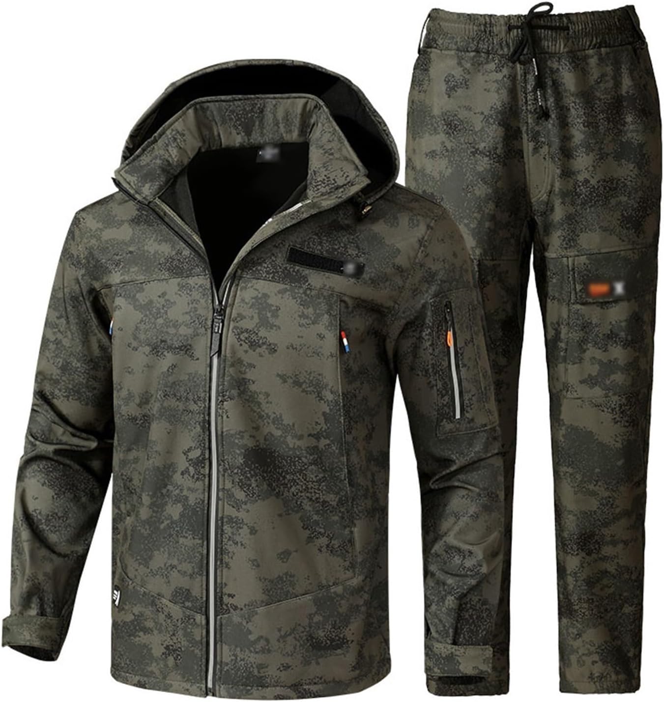 Wygwlg Fashion Winter Outdoor Ski Suit, Windproof Warm Wear-Resisting Loose Hooded Ski Suit 2-Piece Set for Men