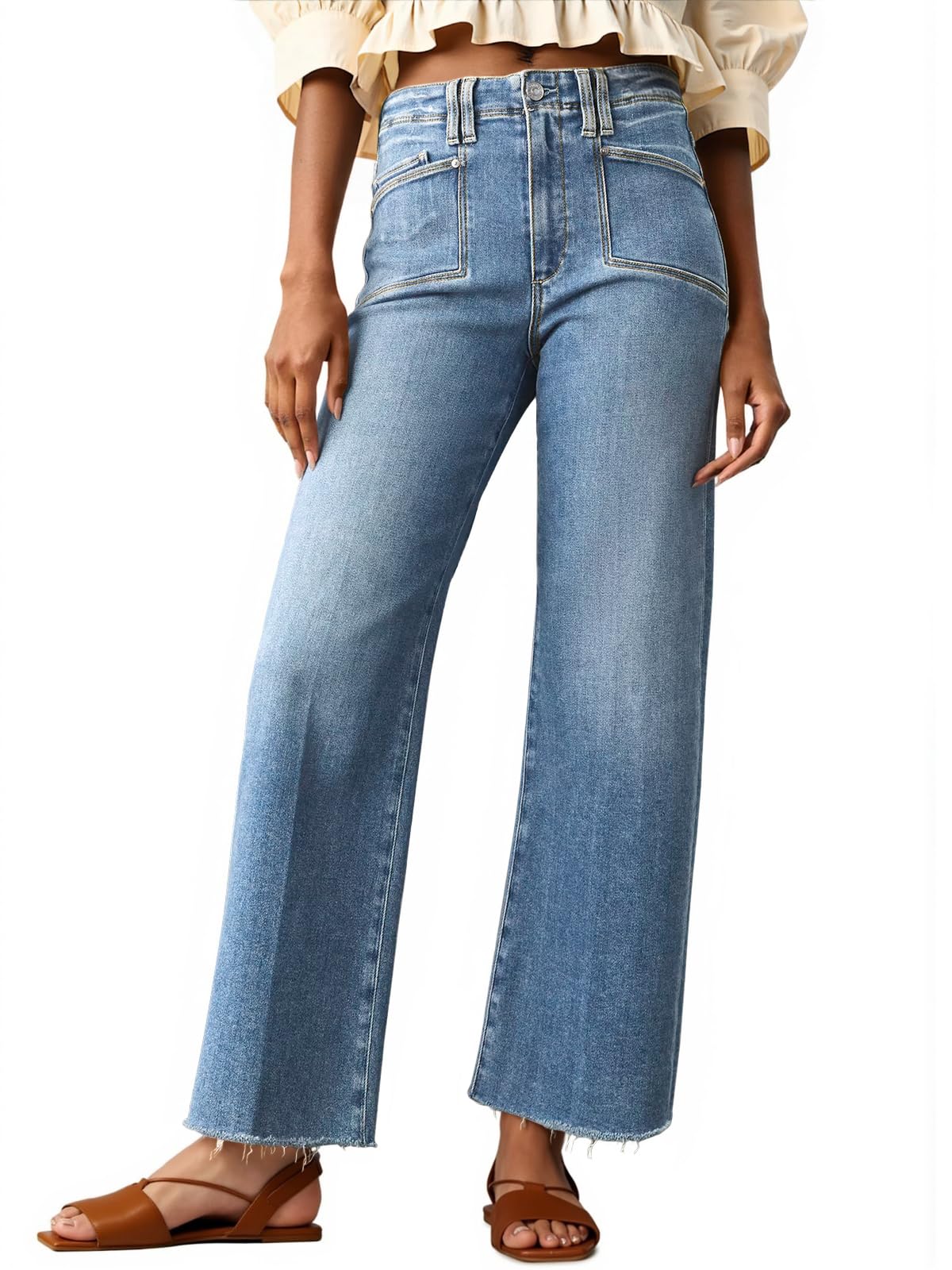 Cicy Bell Cropped Raw Hem Jeans