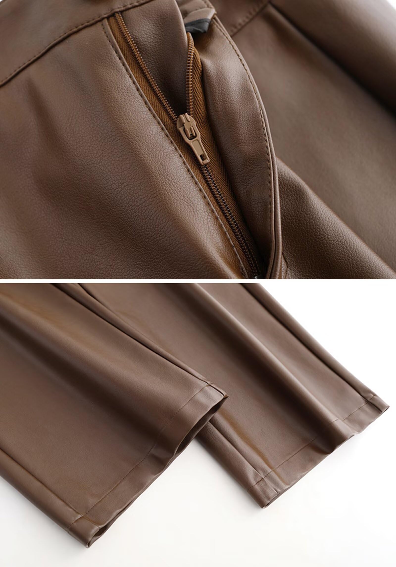 HNVAVQ Pantalones de Cuero para Mujer, Cintura Alta, Informales, para Oficina