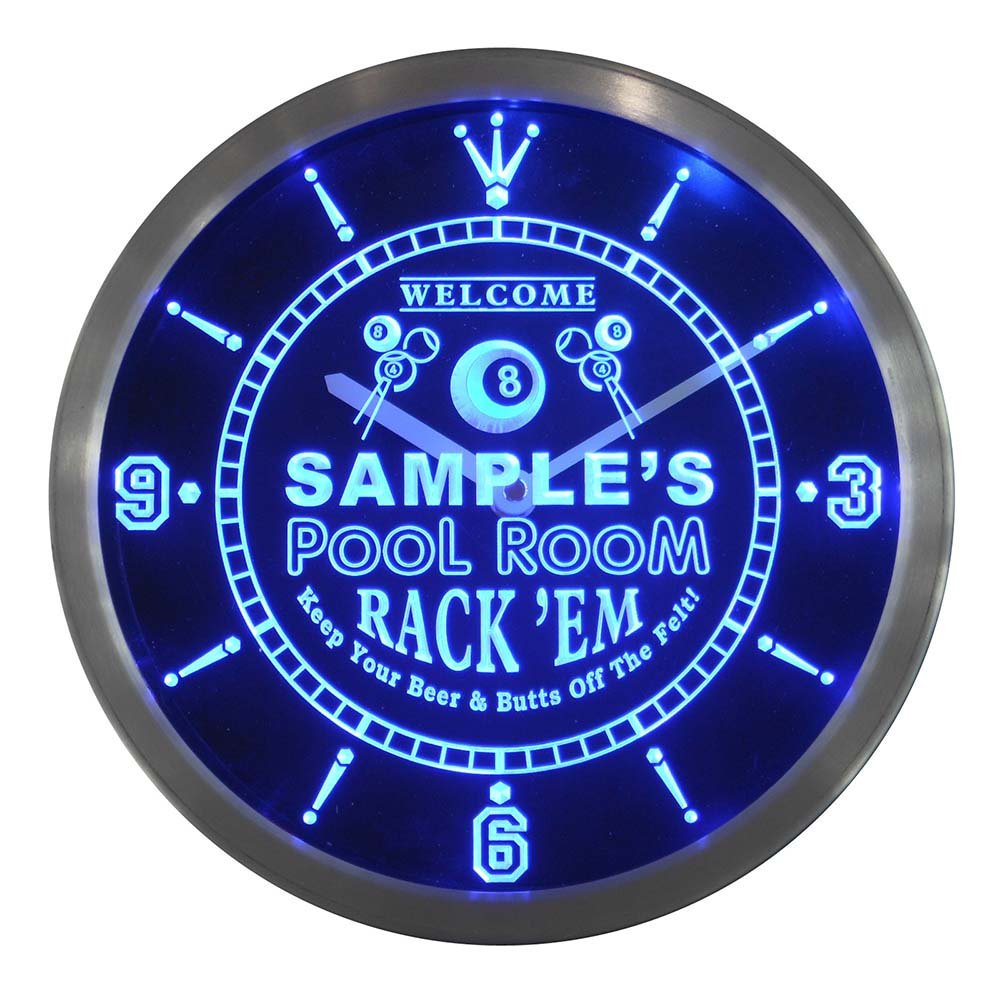 ADVPROncpy-tm Pool Room Personalized Your Name Bar Pub Game Neon Sign LED Wall Clock