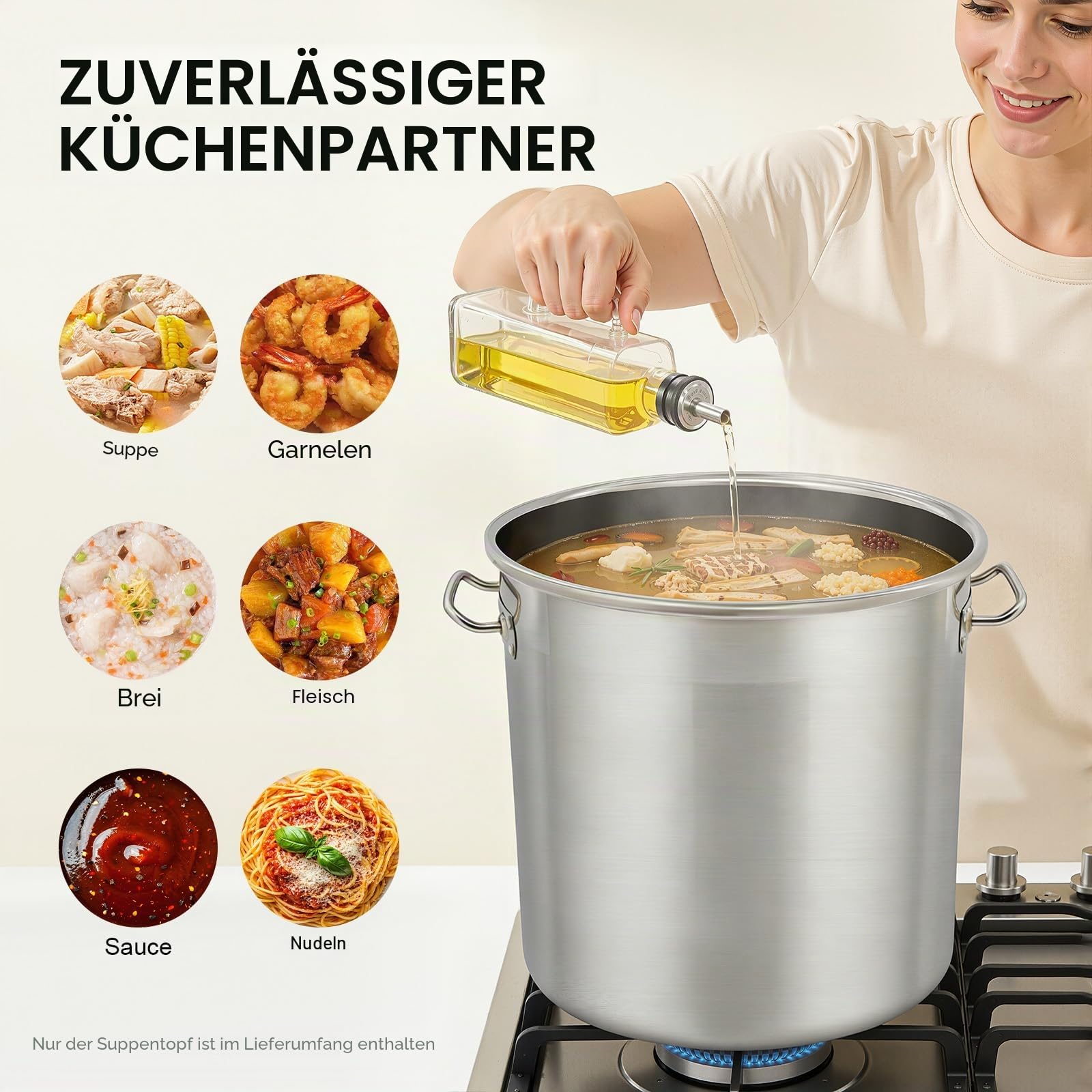 Edelstahl Eimer mit Deckel | 50L Edelstahleimer | Kücheneimer | Edelstahl Behälter mit deckel | Milcheimer Suppentöpfe für Küche, Industrie, Gastronomie & Haushalt