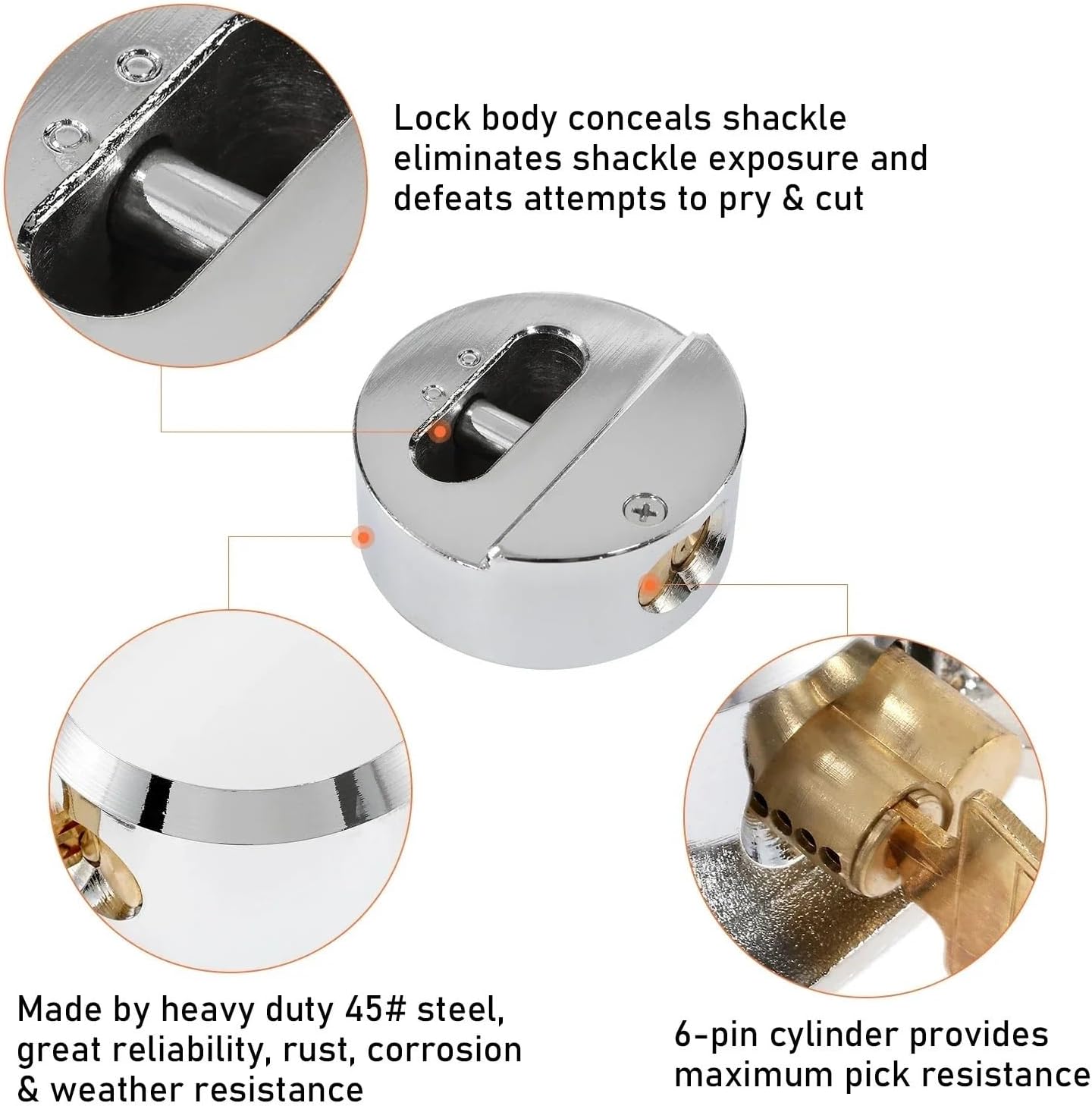 Container Lock Shackle Padlock Set with Hasp Steel Buckle with Keys(Black)