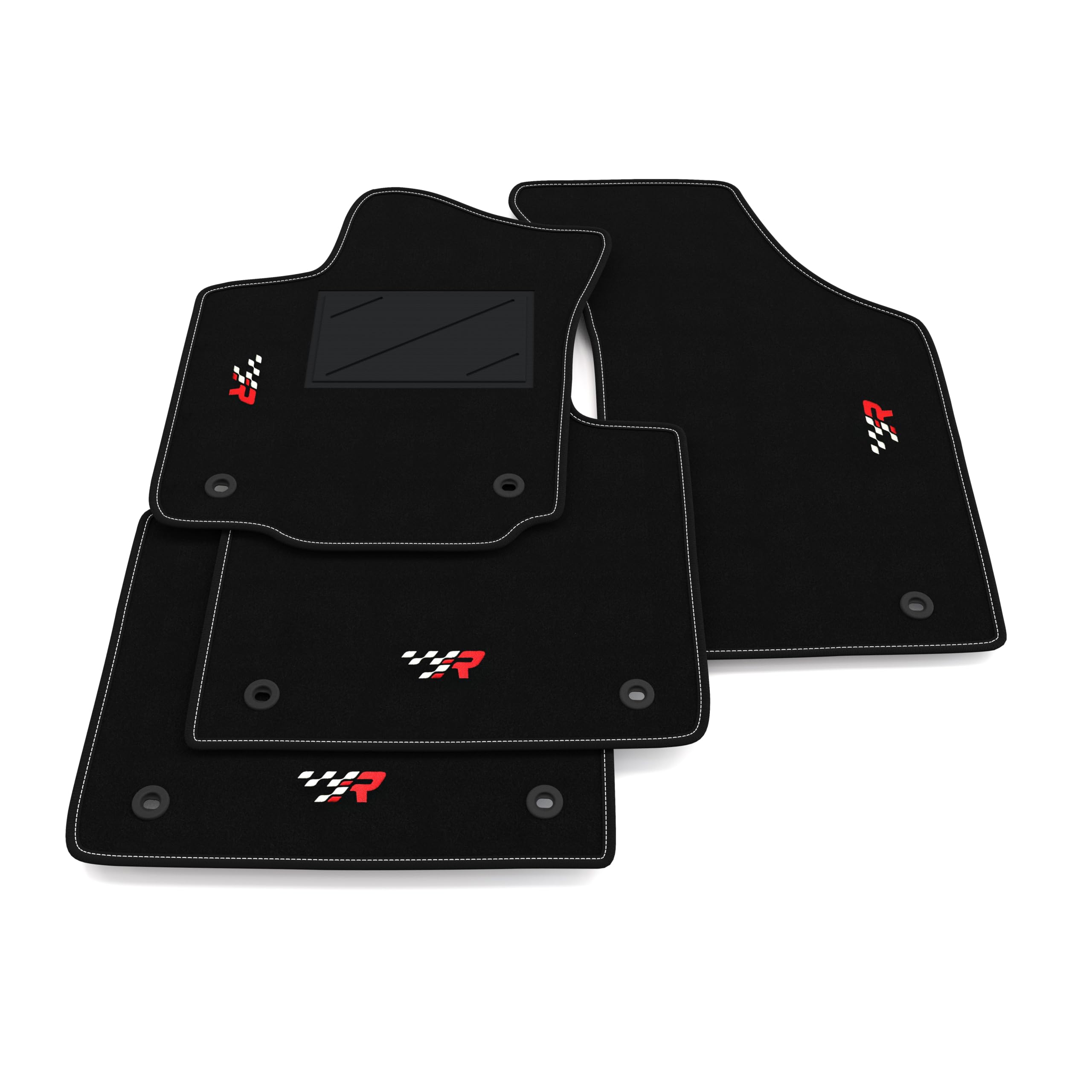 Set de Tapis de Voiture compatibles avec Volkswagen Phaeton-empattement Long 2002-2016 | Tapis sur Mesure en Moquette, Broderie R Racing, sur Mesure