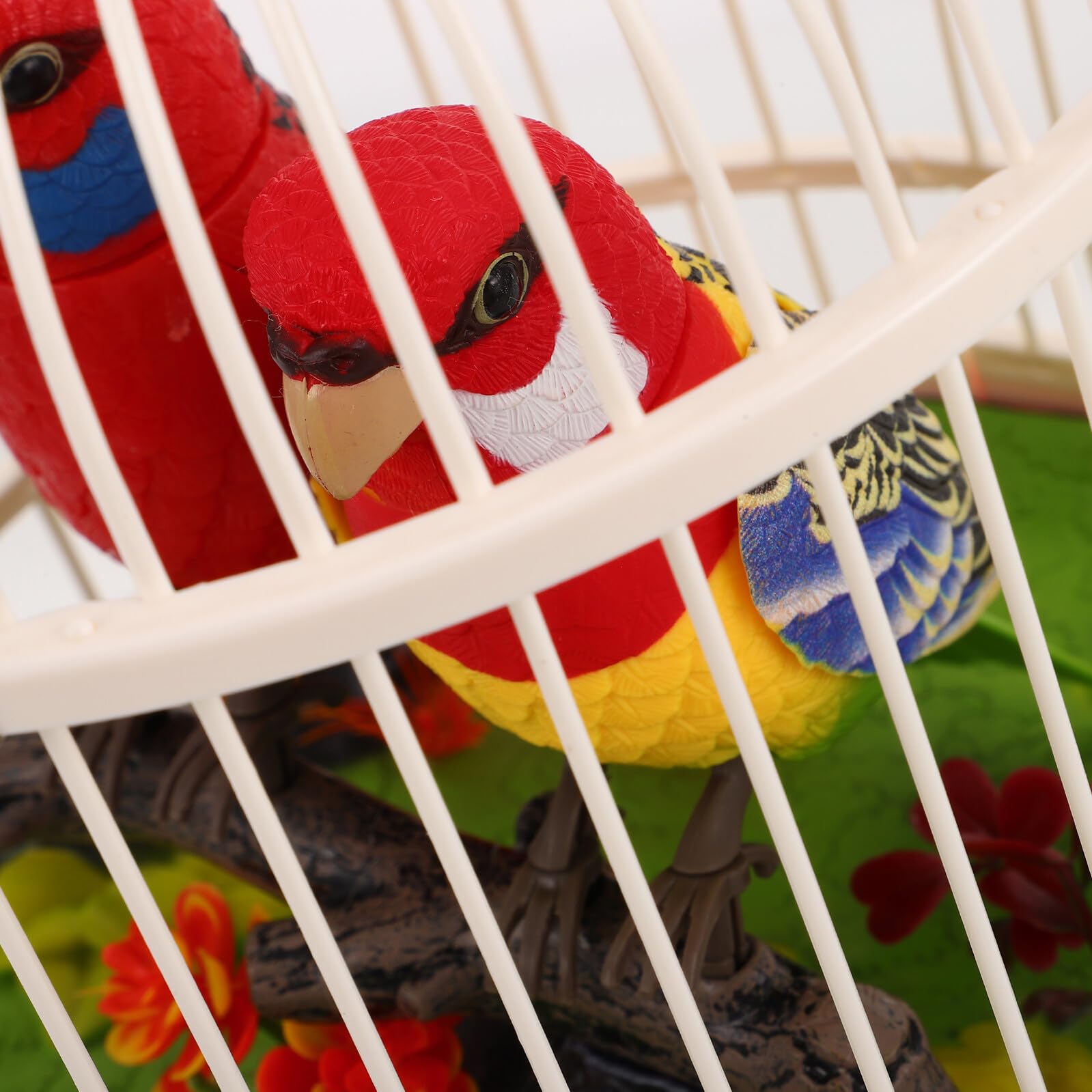UKCOCO Jaula de Pájaros Juguete Movimientos y Efectos Realistas, Material Plástico Fácil de Usar, Adecuado para Ambientación del Hogar y Entretenimiento Infantil