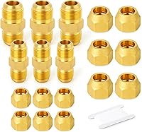 Vista 44 de GASHER 10 piezas de conector de tubo con abocinamiento SAE de latón, conector de tuerca de 1/2 pulgada para aire acondicionado, extensión de cobre